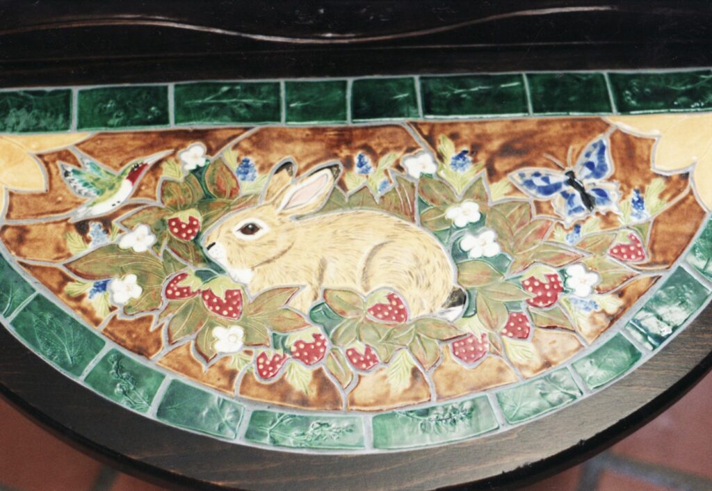 rabbit, table, tile, strawberry