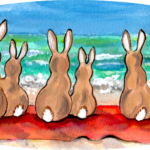 rabbit bunny beach towel ocean beach