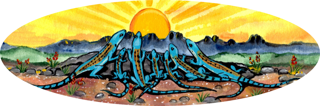 turquoise lizard sunrise mountains