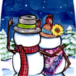 snowman husband wife rabbit cardinal snow moon romance